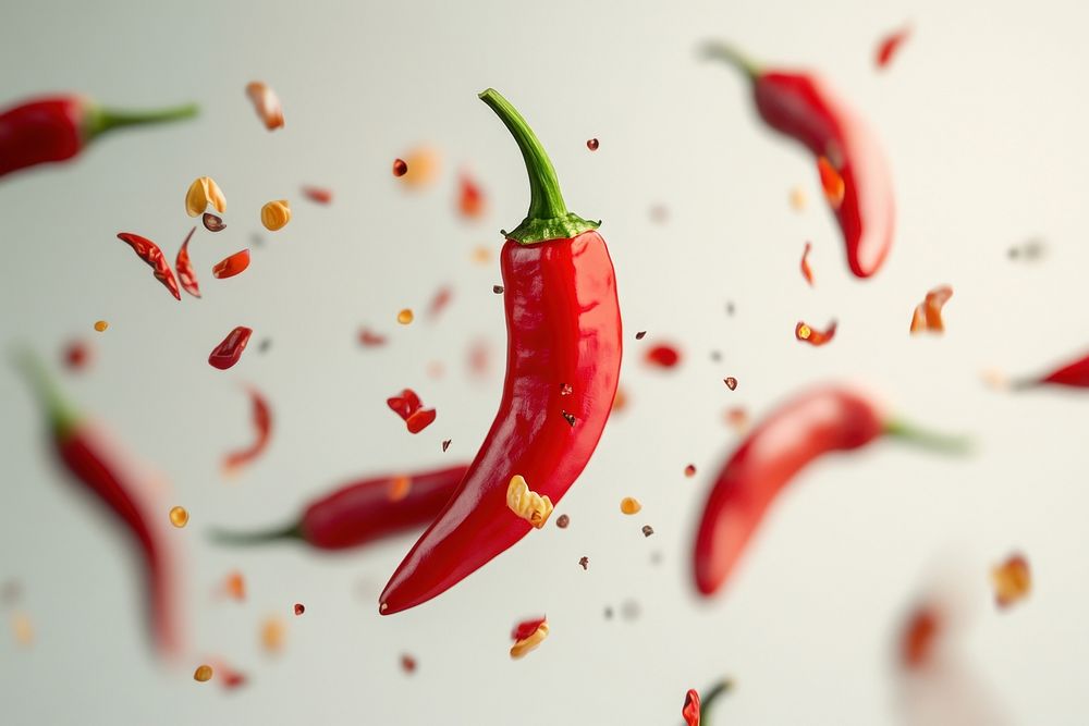 Chilli floating peppers food. | Free Photo - rawpixel