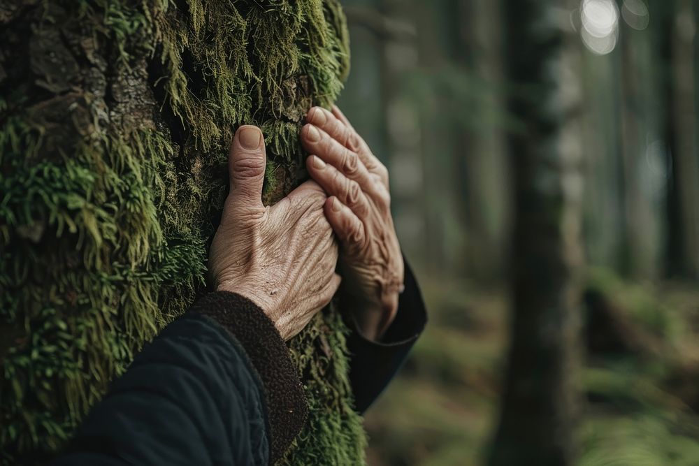 Person hugging a tree worship prayer human.