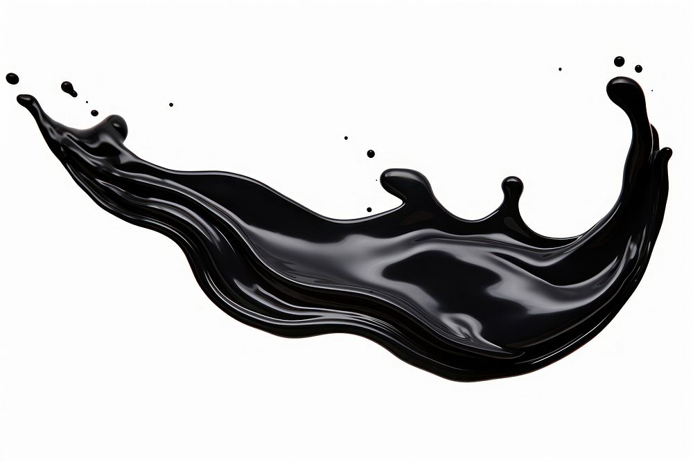 Black liquid splash abstract shape beverage.