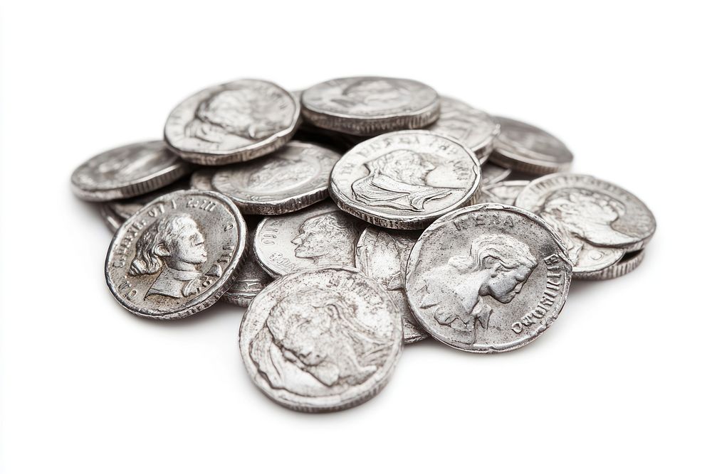 Pile of silver coins pile accessories numismatics.