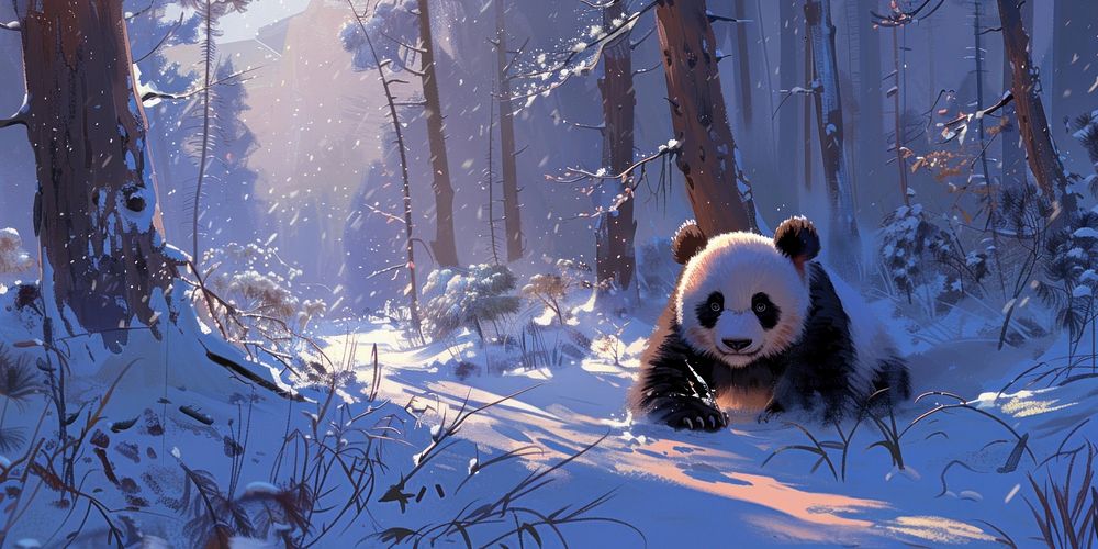 Illustration of a Panda wildlife outdoors animal.