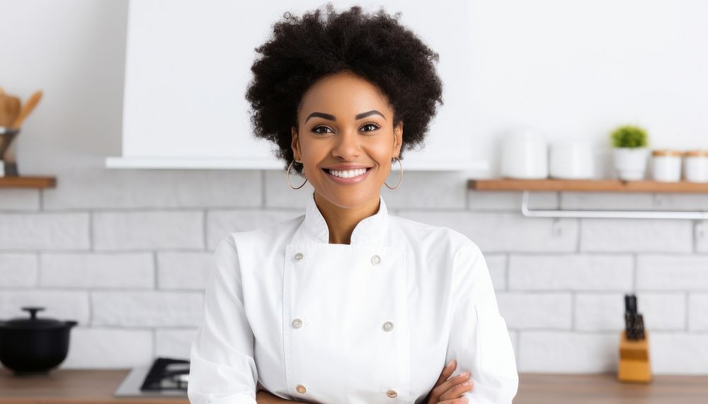 Smiling chef in modern kitchen