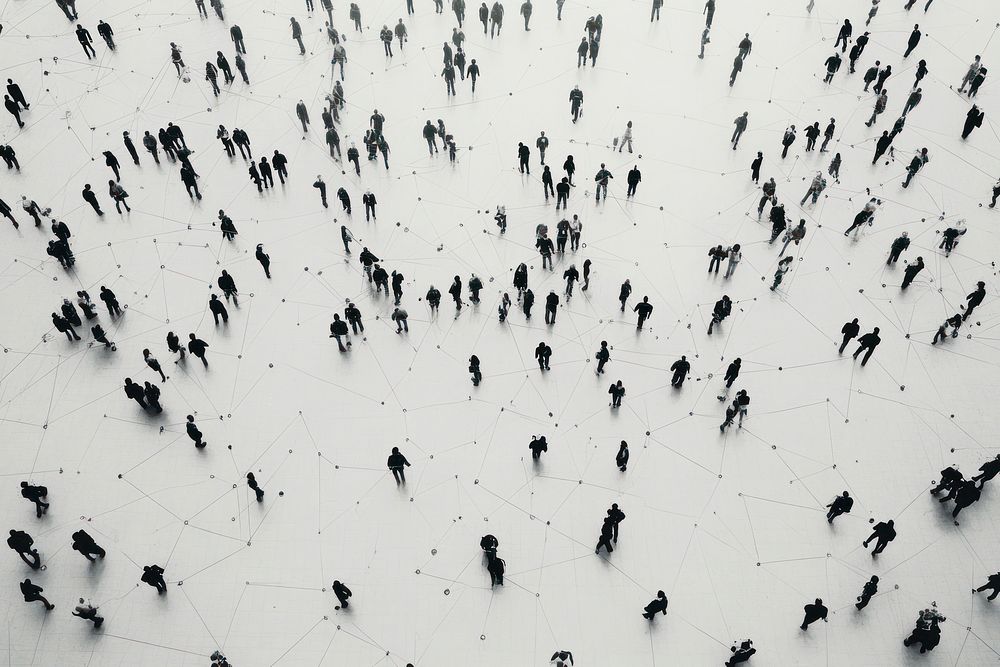 Aerial view of a crowd transportation motorcycle outdoors.