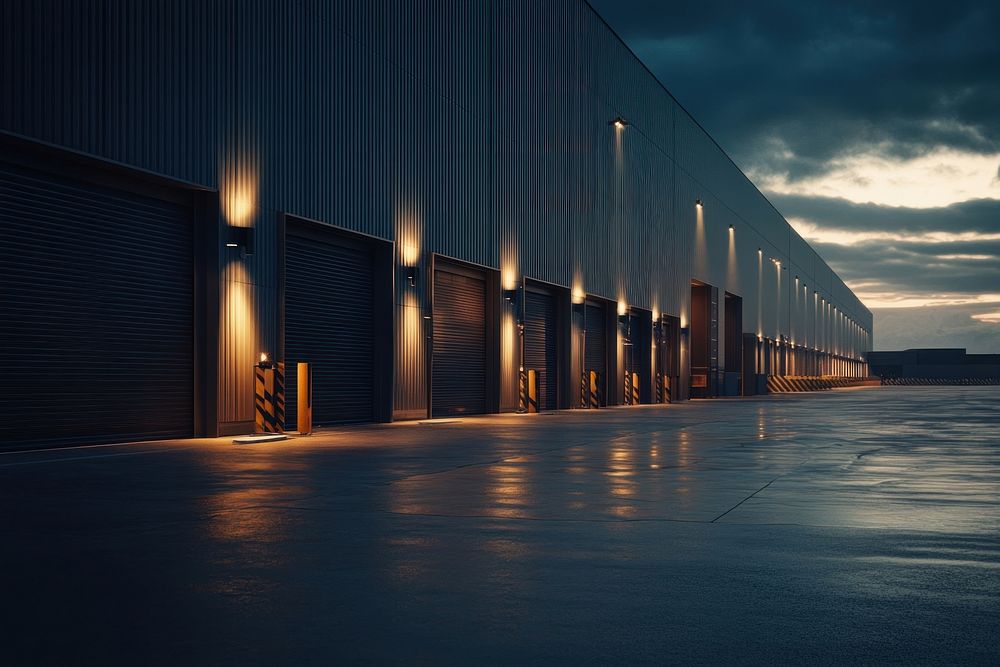 Modern logistics warehouse building loading dock.