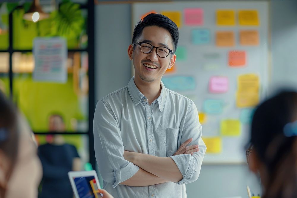 Smiling man in modern office