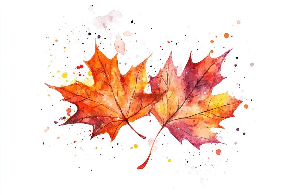 Vibrant watercolor autumn leaves illustration