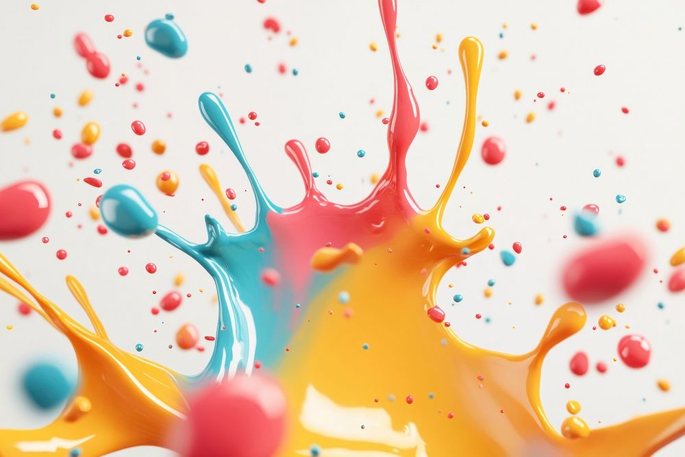 Colorful paint splashes on white