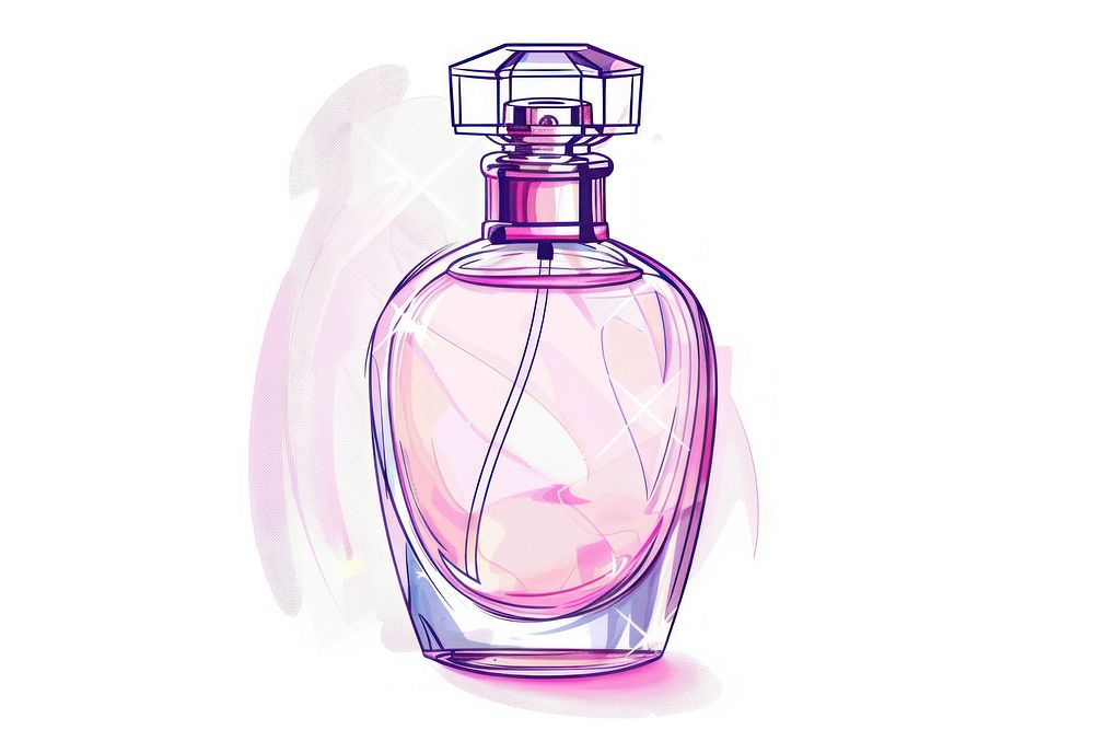 Light pink perfume bottle illustration cosmetics art.