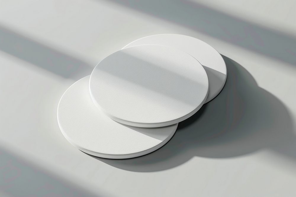 Paper coasters mockup white minimalist modern.