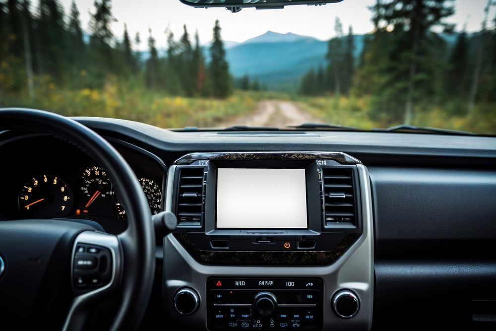 Car dashboard screen mockup psd design