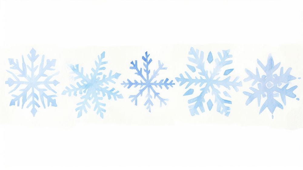 Watercolor snowflakes divider illustration decoration outdoors.