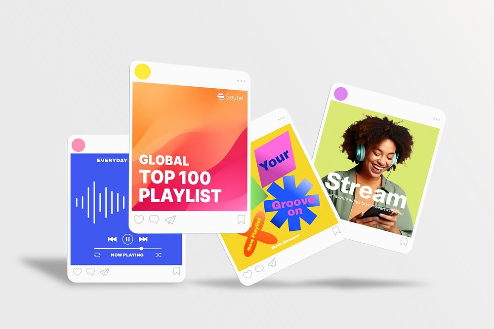 Colorful music streaming social media post design