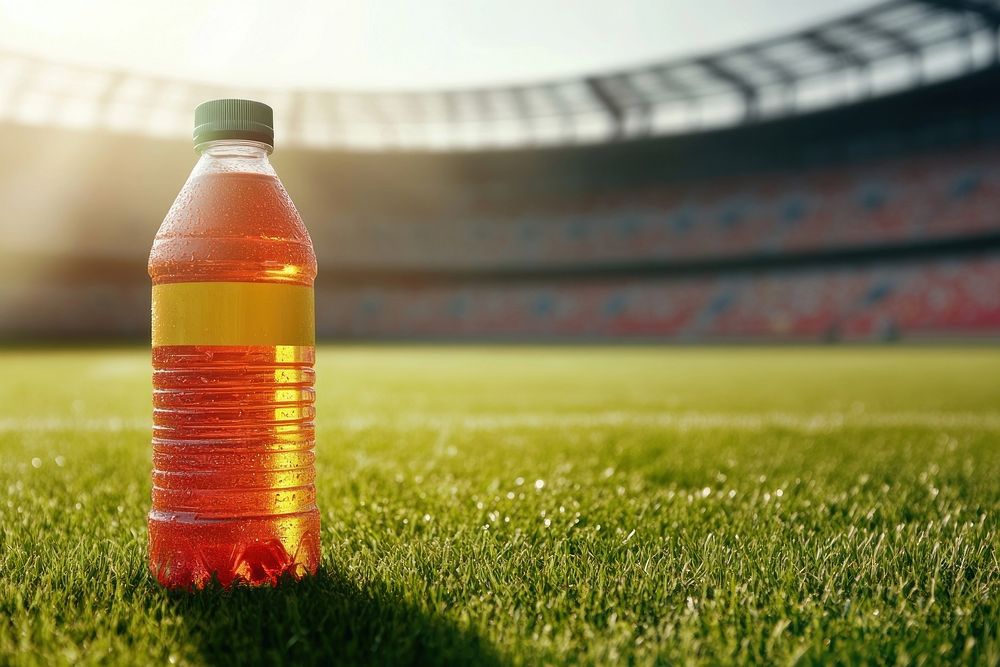 Refreshing drink on sports field