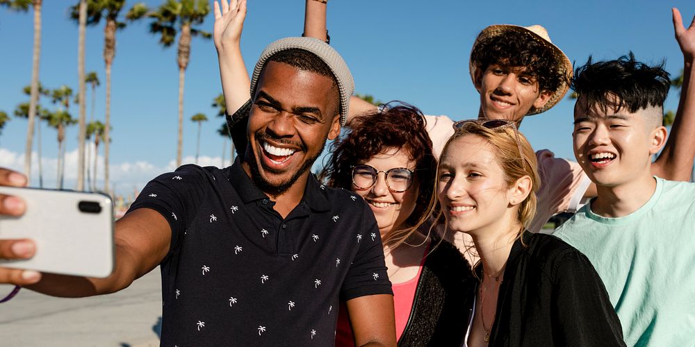 Friends enjoying outdoor selfie