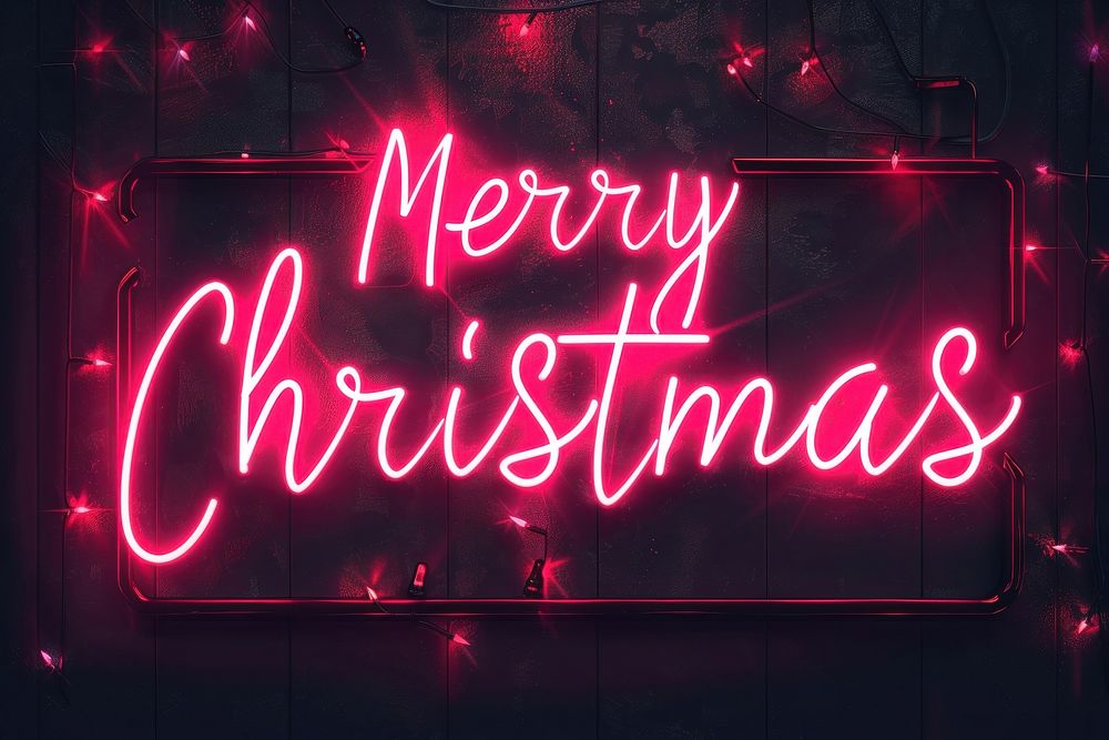 Festive neon Merry Christmas sign