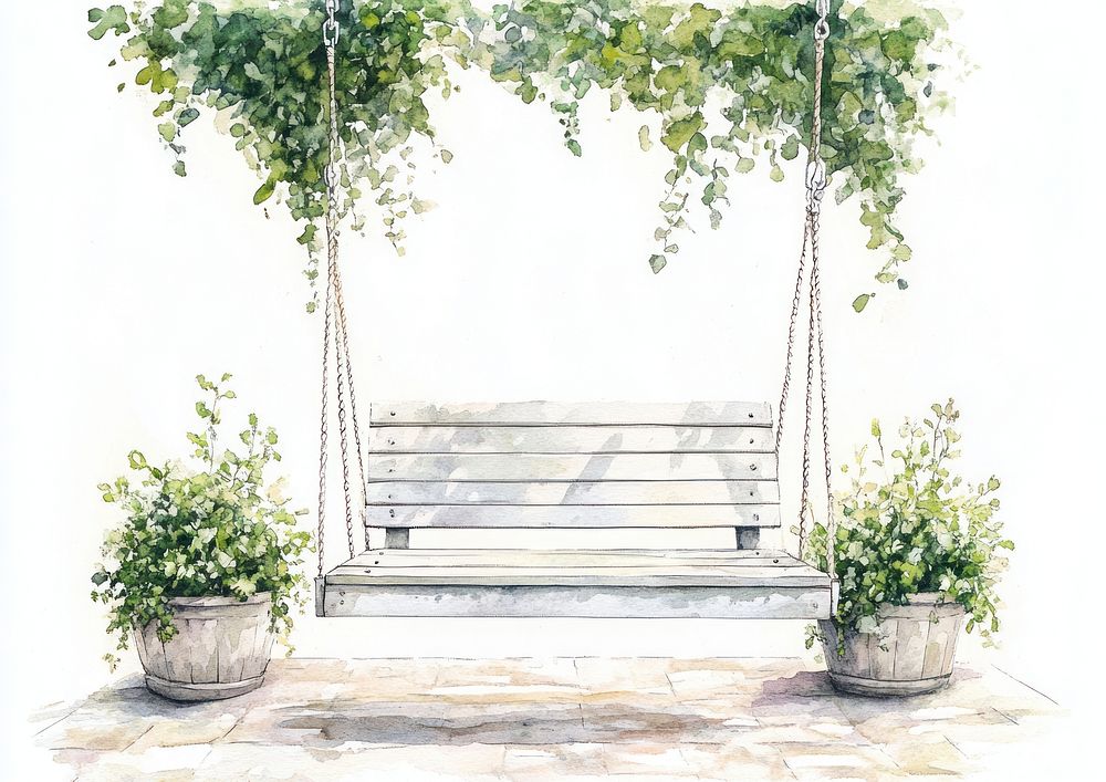 Garden Swing plants swing illustration.