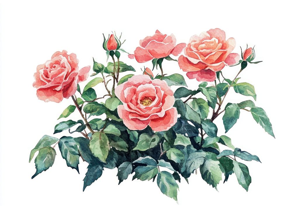 Rose bushes roses art illustration Free Photo Illustration rawpixel