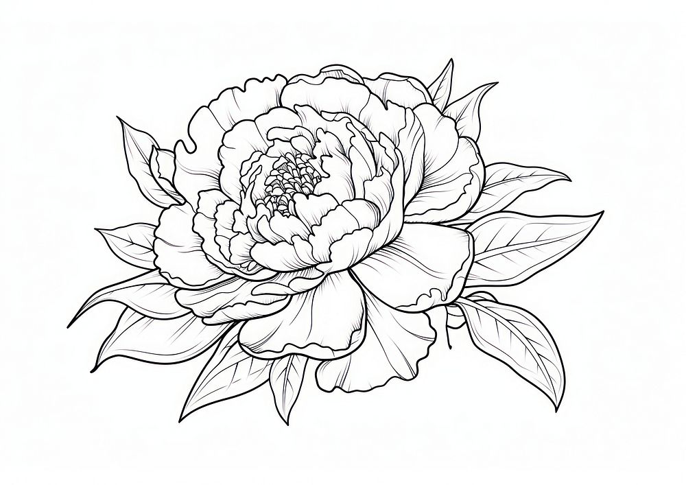 Peony art illustration drawing.