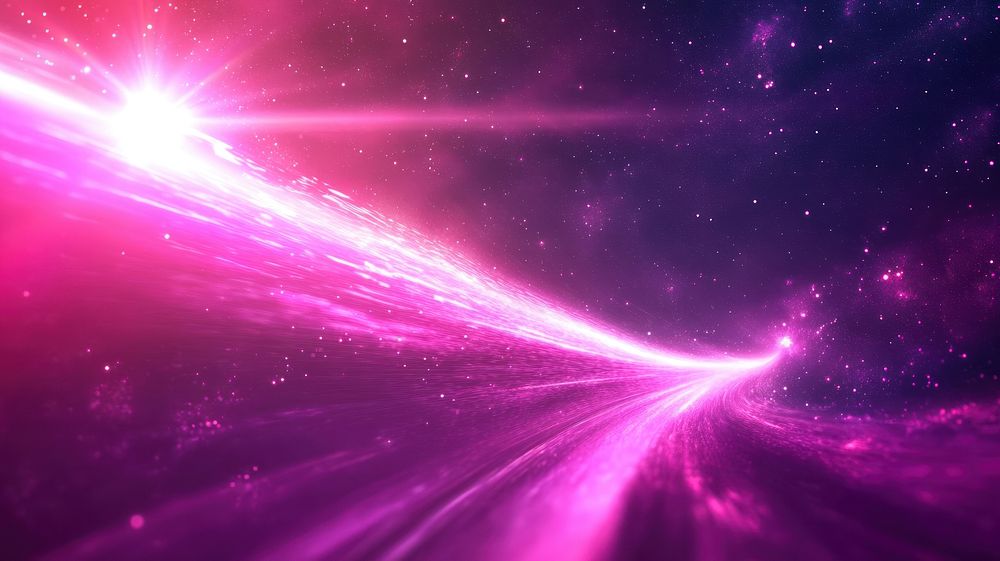 A bright fuchsia starburst background cosmic light.