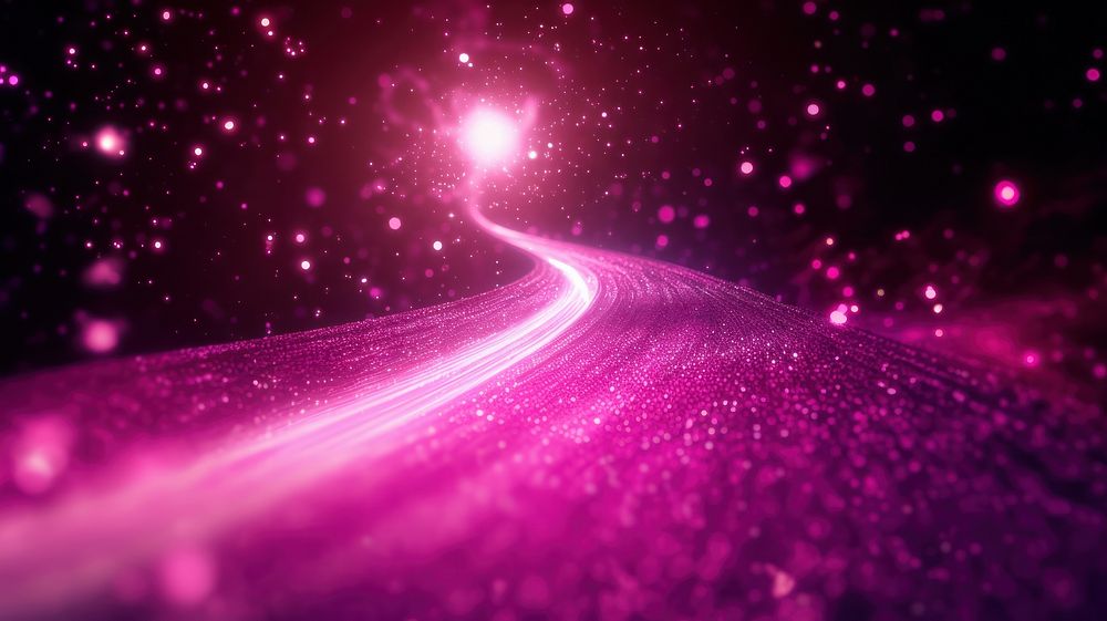 A bright magenta starburst light background universe.