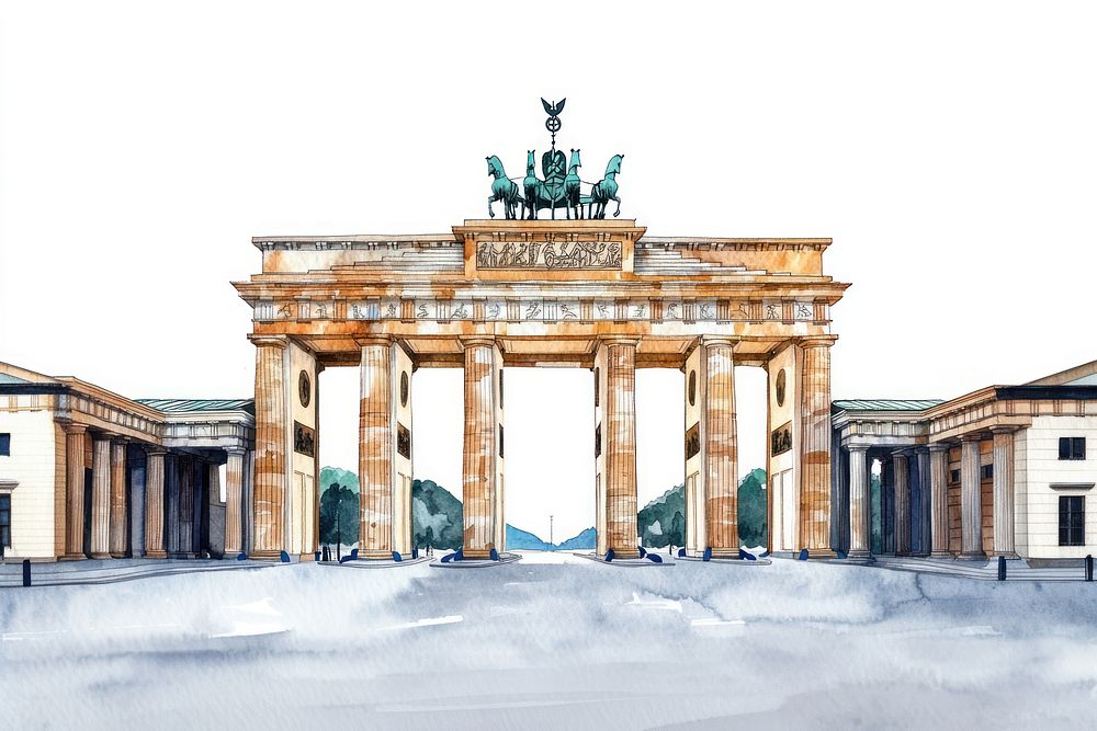 The Brandenburg Gate in Berlin illustration brandenburg watercolor.