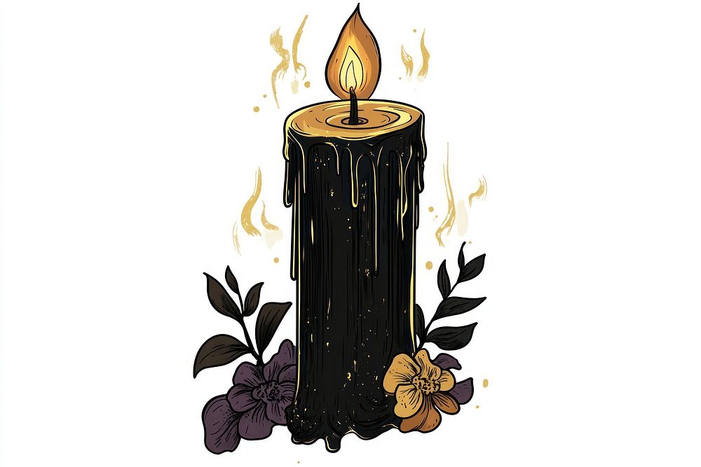 A candle illustration flame black.