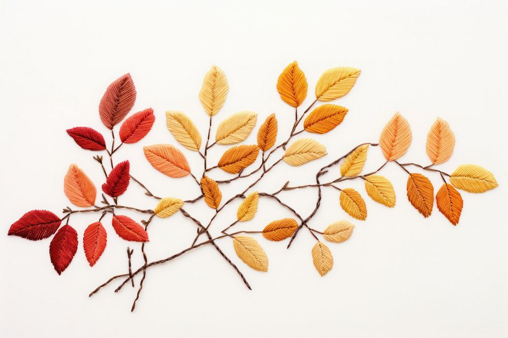 Autumn leaves branch embroidery leaf handcrafted.