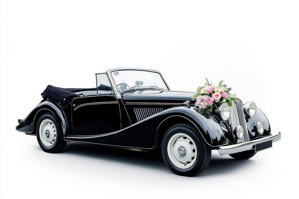 Black Convertible car for the bride and groom convertible automobile vehicle.