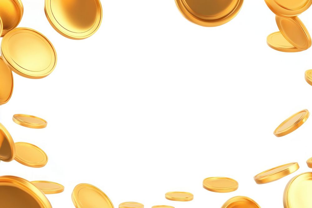 Cute 3d coins gold background floating.