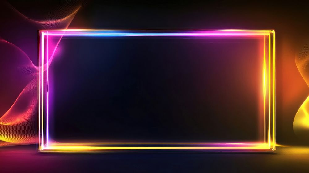 Background with Christmas night and wide rectangular frame abstract glowing lights.