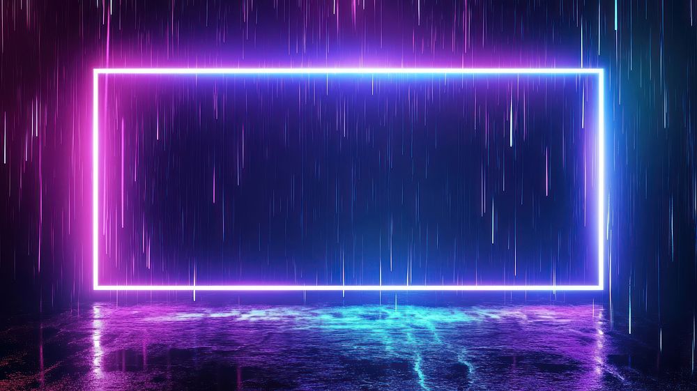 Background with raining night cold and wide rectangular frame lights illustration abstract.