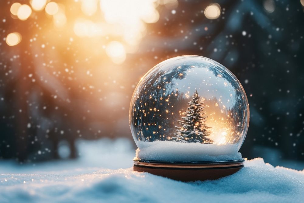 Christmas magical snow globe christmas snowflakes decoration.