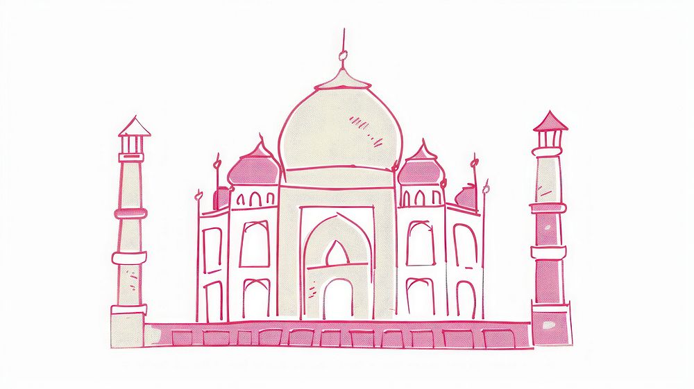 Taj Mahal - India architecture illustration minimalist.