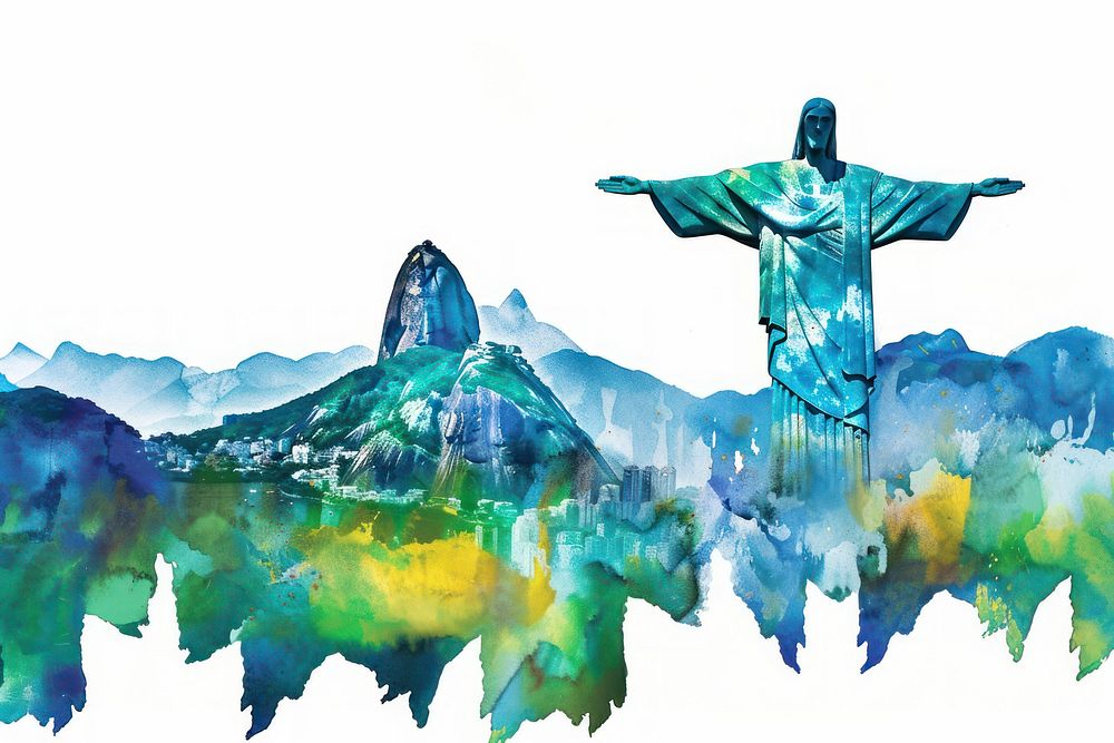 Watercolor redeemer janeiro christ.