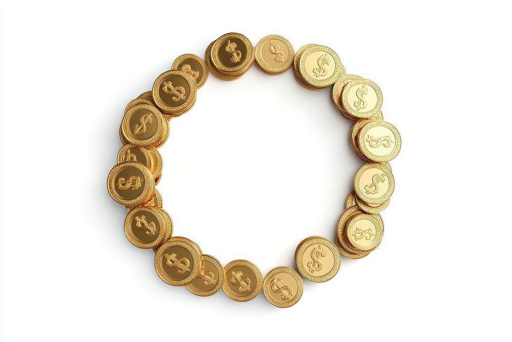 Golden coins frame representation accumulation accessories.