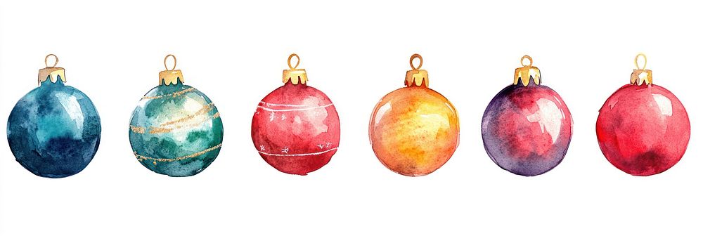 Christmas balls border watercolor christmas ornaments.