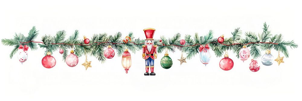 Christmas nutcracker Lights border christmas illustration ornaments.