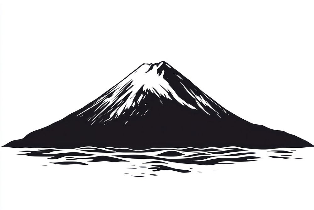 Mount Fuji minimalist silhouette mountain.