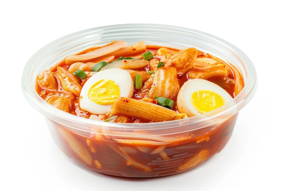 Tteokbokki and Boil egg eggs plastic food.