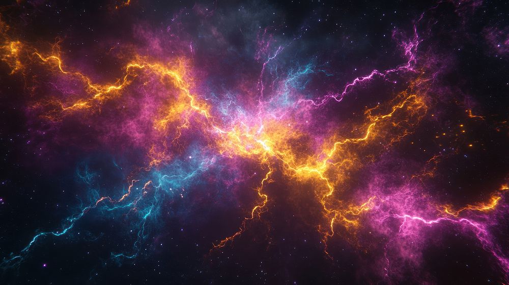 Lightning bolts interstellar galactic vibrant.