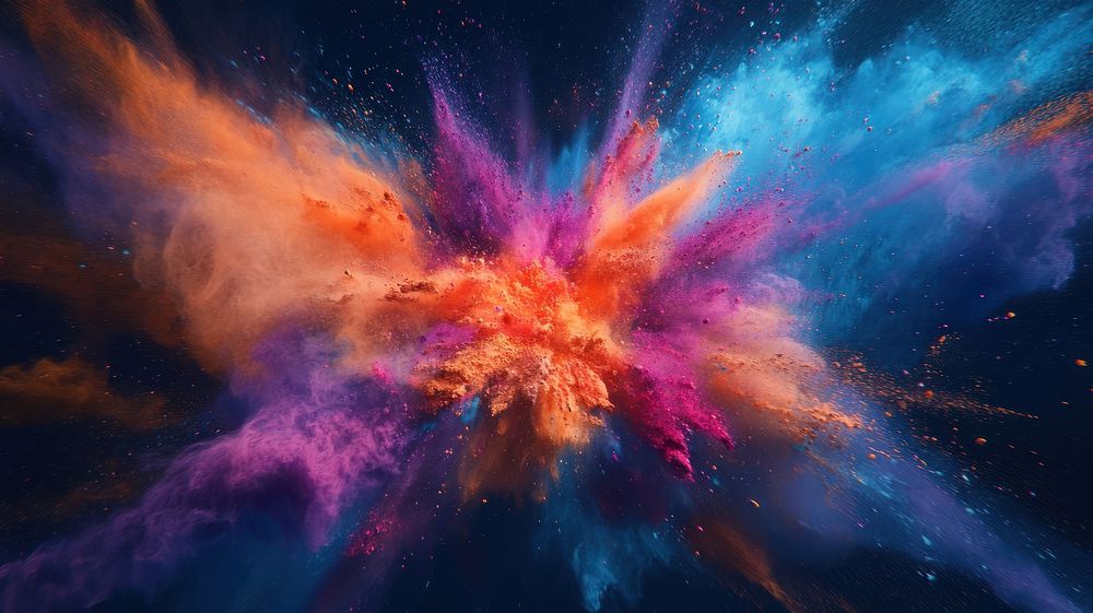 Explosion of colorful powder dynamic expression astronomy.