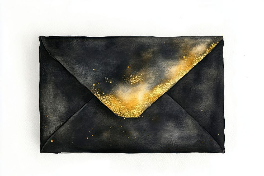 Black coquette envelope gold stationery artistic.