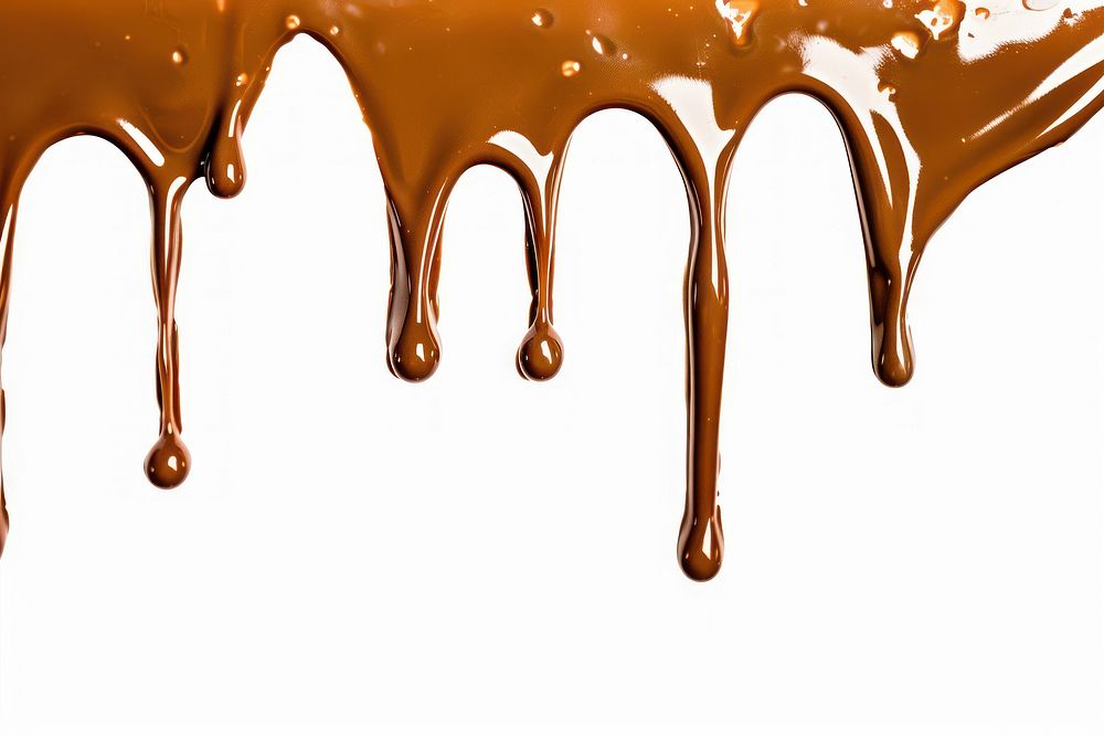 Melted chocolate dripping background dessert white.