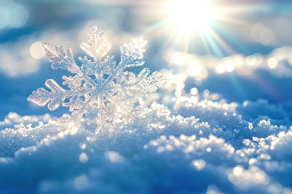 A snowflake on the ground outdoors sunlight nature.