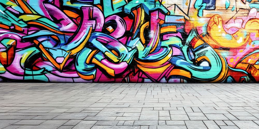 A graffiti wall with colorful and dynamic street art vibrant design urban.