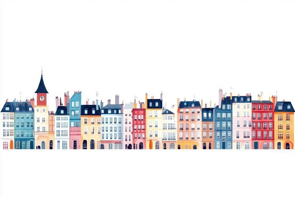 Paris town building border buildings illustration cityscape.