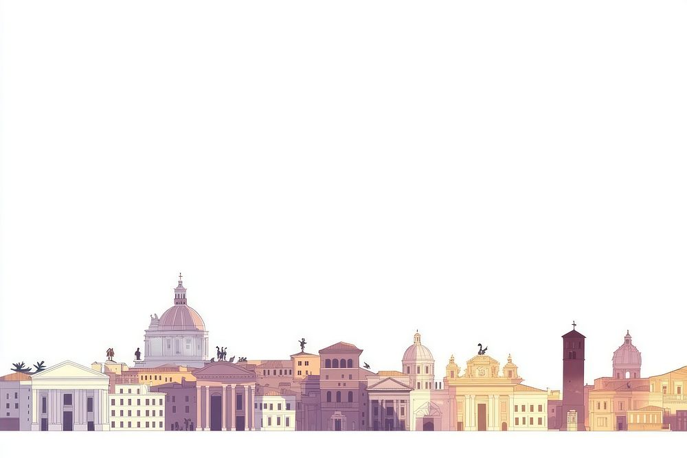 Rome town building border buildings architecture illustration.