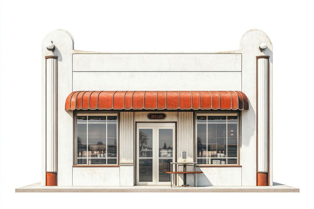 Art deco coffee shop architecture background awning.