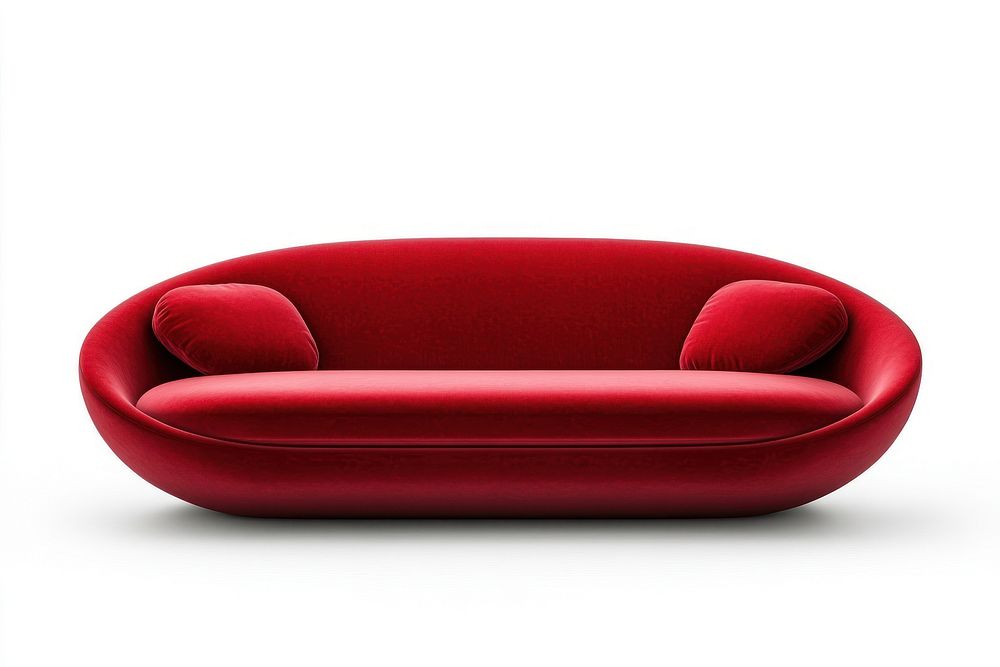 Modern long oval couch furniture velvet red.