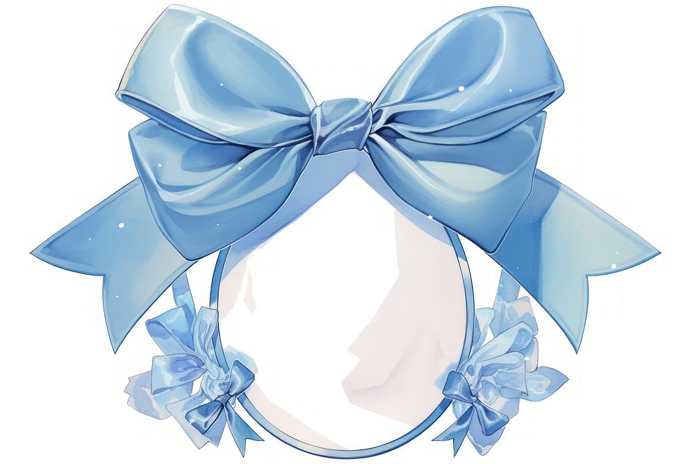 Blue coquette mirror illustration ribbon tie.